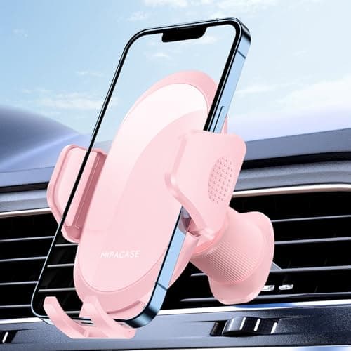 Image of Miracase Car Phone Holder, Stable Double Steel-Hook Air Vent Car Phone Mount Cradle 360°Rotation, One Button Release Mobile Phone Holder for iPhone, Galaxy, All 4.0''-7'' Smartphones