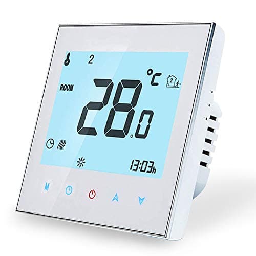 Image of WiFi Smart Thermostat Compatible with Alexa Google Home-Wireless Room Thermostat for Boiler Gas Heating, LCD Touch Screen programmable Temperature Controller 3A (White)