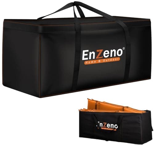 Image of Enzeno Garden Furniture Cushion Storage Bag, 420D Oxford Fabric Waterproof, Anti-UV Heavy Duty Christmas Tree Storage Bag with Carry Handle and Zipper (175x75x55cm), Black