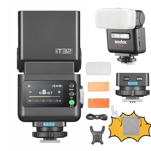Image of Godox iT32 TTL Camera Flash with X5 O Wireless Flash Trigger 2.4GHz HSS 1/8000s GN18 with Magnetic Diffuser for Olympus Panasonic OM System Cameras