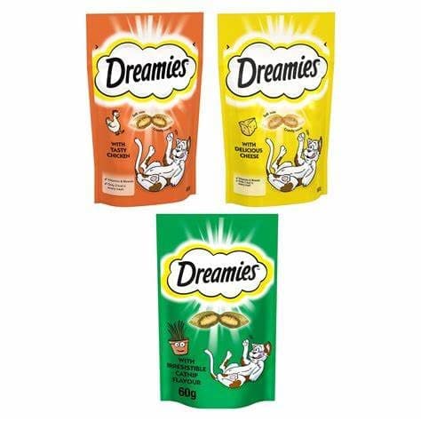 Image of Treats Pack of 3 with Chicken Cheese & Catnip Flavours | Crunchy Biscuits | Kitten & Indoor Treats | No Artificial Colours | Tasty Snacks with Soft Centre | 60g Each Pack
