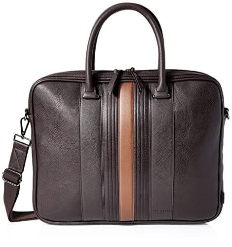 Image of Ted Baker London NEVVER-Striped PU Document Bag, BRN-CHOC