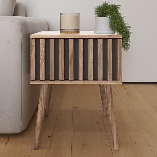 Image of GFW Rowan Lamp Table Shelf Display Drawer Side End Table Living Room Oak