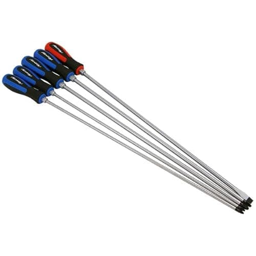 Image of Neilsen CT4033 5pc Pound Thru Screwdriver Set - Sized: Phillips - PH2,PH3, Pozi - PZ2, PZ3 | Slotted 8mm x 450mm Long | Hexagonal Bolsters | Rubber Sure Grip Handles | Magnetised