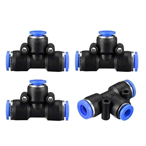 Image of sourcing map Plastic Tee Push to Connect Tube Fittings 5/16" to 5/32" Od Push Lock Blue(8-6mm) 4pcs
