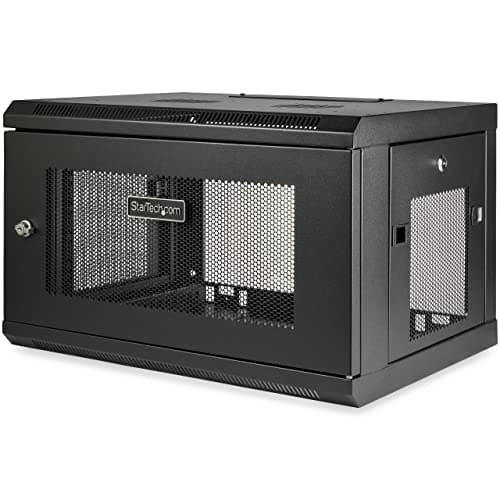 Image of StarTech.com 2-Post 6U Wall Mount Network Cabinet w/ 1U Shelf, 19" Wall-Mounted Server Rack Kit for IT / Data Computer Equipment, Ships Fully Assembled