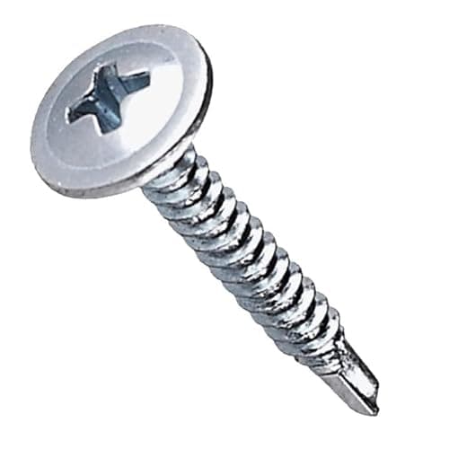 Image of Flange Head Phillips Self Drilling Screws 4.2mm x 16mm (Pack of 50) Modified Truss Zinc Plated Steel Fine Thread Pan Head Pozi Screw for Wood Sheet Metal Plasterboard Plastic Aluminum