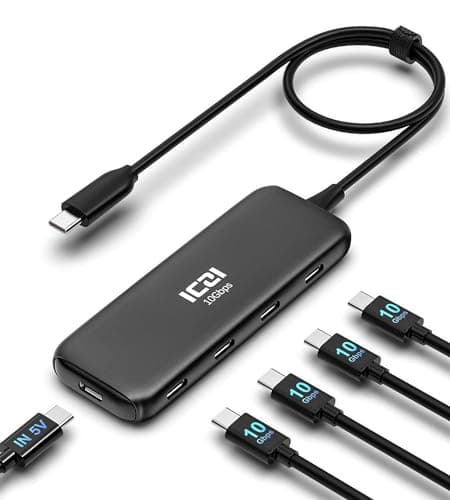 Image of ICZI USB 3.2 5-in-1 USB-C Hub with 40cm Long Cable, 4-Port 10Gbps Super High-Speed Data Hub for Type-C Devices