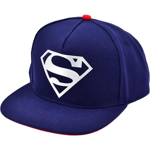 Image of DC Comics Superman Snapback Hat, Adult Baseball Cap with Flat Brim, Navy, One Size, Navy, One Size