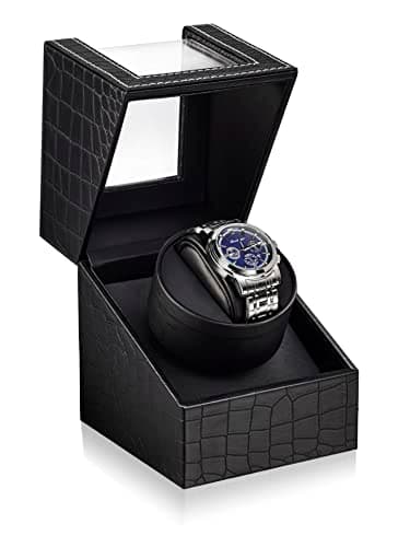 Image of TOPWAY Single Watch Winder for Automatic Watches: Automatic Watch Winder Box with Japanese Quiet Motor, Watch Movement Holder with Flexible Pillow Fits Women and Men, Type-C Cable or Battery Powered