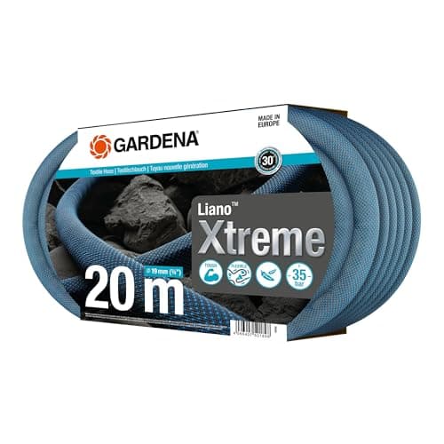 Image of Gardena Liano Xtreme 3/4 inch, 20m set: Extremely robust textile garden hose, for indoor water taps, with PVC inner tube, lightweight, weather-resistant (18480-20) (Package may vary)