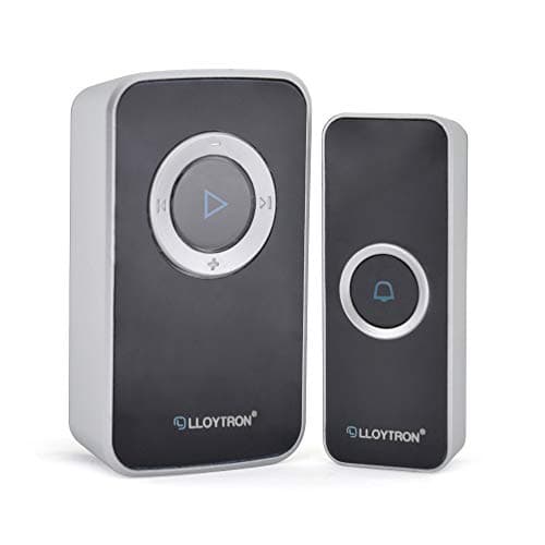 Image of LLOYTRON MIP System 3 Doorbell Kit - USB Rechargeable Portable Chime Receiver and Battery Operated Bell Push - 175m Wireless Range / 32 Melodies / Easy Set-up / Volume Control - Black - B7032BK