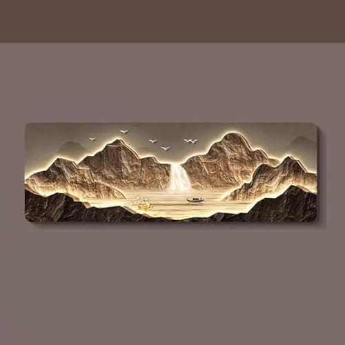 Image of 3D Wall Art with LED Light, Creative Sculpture with Sandstone Finish, Modern Elegant Decorative Painting for Living Room Sofa Background(N,35.4in/90cm)