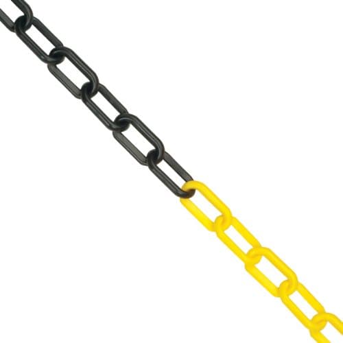 Image of 25m x 6mm Plastic Barrier Chain Link Safety Decorative Garden Fence - Yellow & Black