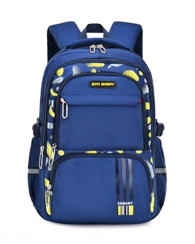 Image of Amythe Boys Backpack for School, Waterproof Nylon Kids Backpack, Large Bookbag for Girl Boy, School Bag for Elementary & Junior Grade 3-7, Casual Travel Daypack for Teens, Blue