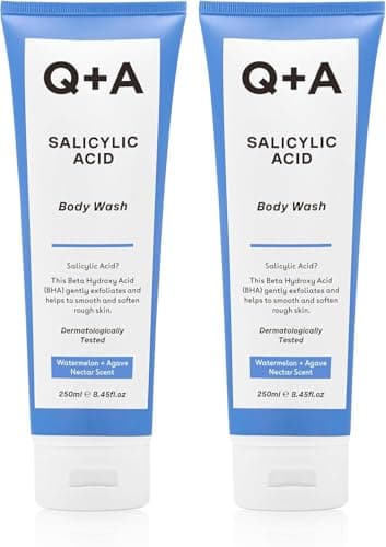 Image of Q+A Salicylic Acid Body Wash (250ml x 2), Sensitive Shower Gel, Body Care, Shower Gel with Green Tea Extract and BHA, Gently Exfoliates, Smoothes, and Softens the skin