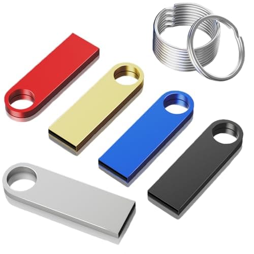 Image of ABLAZE 2GB USB Stick 5 Pack Metal Memory Stick 2GB High Speed USB 2.0 Flash Drive Waterproof Pen Drive with Keyrings for PC, Car, TV, Laptop(5 colors)