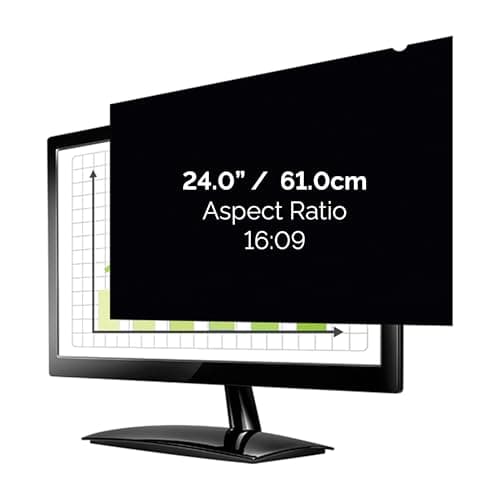 Image of Fellowes PrivaScreen Black Out Privacy Filter Anti Glare Screen Protector for Monitor 24.0" Inches (16:09 Aspect Ratio) 531 x 298mm) - Easy Attach & Removal with Quick Reveal Tabs
