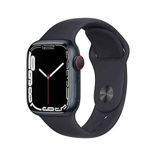 Image of Apple Watch Series 7 (GPS + Cellular, 41 mm), Aluminium Case, Midnight Sports Strap, Regular (Renewed)