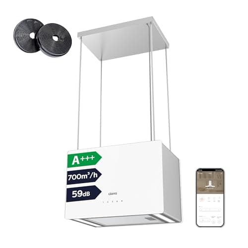 Image of CIARRA Island Cooker Hood 48cm 700m³/ h CBCS4850 LED Display WIFI&Touch Control Ceiling Hood 4-Speed with Booster Recirculating&Ducting Kitchen Extractor Fan