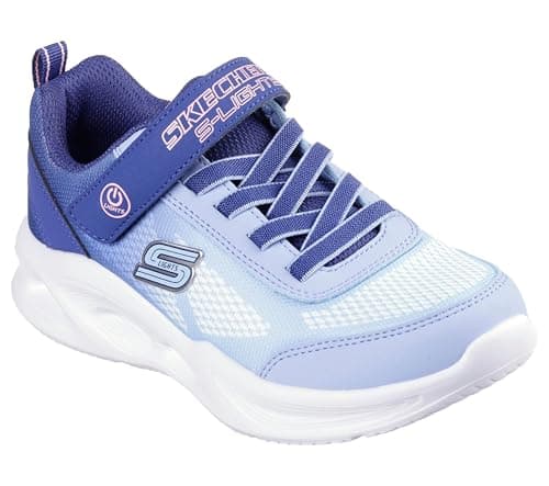 Image of Skechers Girl's Skechers Sola Glow Ombre Deluxe Sneakers, Navy Mesh/Light Blue Trim, 13.5 UK Child