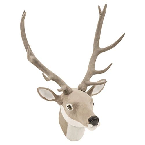 Image of Easygift Products Wall Mounted Reindeer Head Christmas Decoration Stag Ornament Trophy (Grey Reindeer-Fur [Small])
