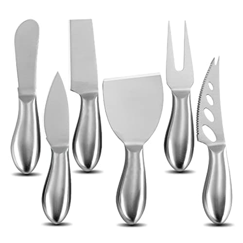 Image of VANRA 6-Piece Cheese Knife Set Mini Stainless Steel Cheese Knives with Butter Spreader and Fork for Charcuterie Boards and Cheese Platters
