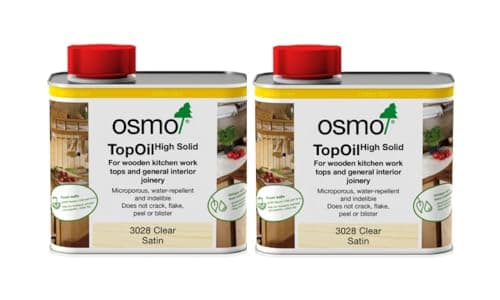 Image of Osmo Top Oil 3028 Clear Satin-Matt x 2 0.5Ltr For Wooden Kitchen Work tops Twin Pack