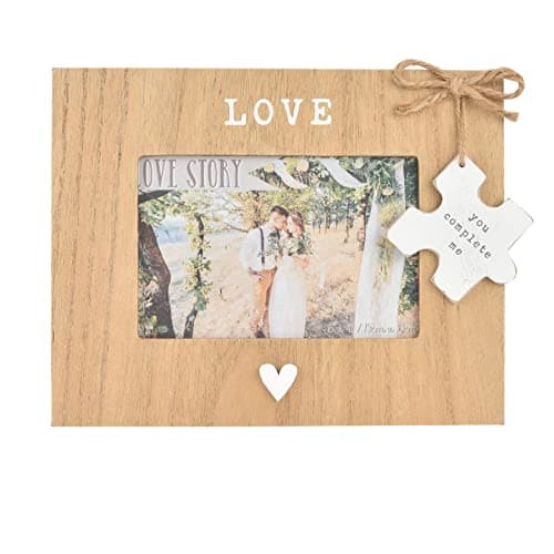 Image of Love Wooden 6x4 Photo Frame with Heart and Hanging Plaque