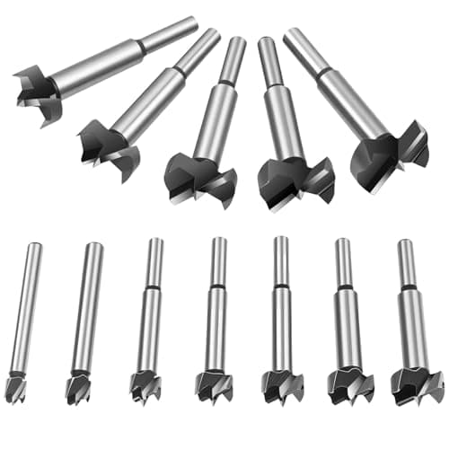 Image of flintronic Forstner Drill Bit, 12PCS(10-35mm) Tungsten Steel Boring Hole Saw Set, Round Shank Wood Tools, Wood Boring Bit Set, Woodworking Hole Opener Hole Cutter