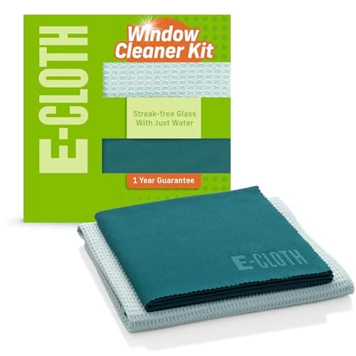 Image of E-Cloth Window Cleaner Kit - Window and Glass Cleaning Cloth, Streak-free Windows with just Water, Microfiber Towel Cleaning Kit for Windows, Car Windscreen, Mirrors - Green