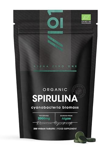 Image of Organic Spirulina 2000mg – 300 Vegan Tablets - Cold Pressed with No Additives – Resealable and Recyclable Pouch by Alpha01