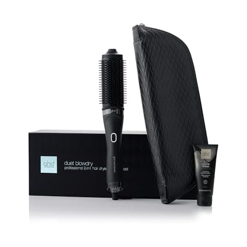 Image of ghd Duet Blowdry Gift Set - 2-in-1 Hair Dryer Brush with Volume Forever Blow Dry Cream and Heat Resistant Bag, Wet to Blow Dried with No Heat Damage, 3X More Volume, 50% More Shine, UK Plug