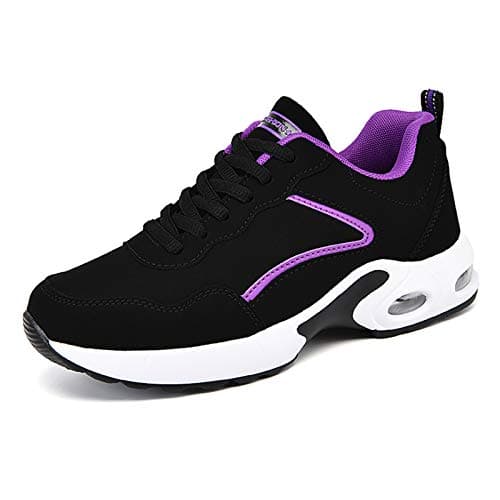 Image of Womens Trainers Lightweight Running Walking Shoes Air Cushion Sneakers Black Purple