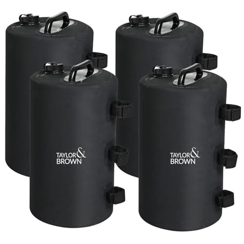 Image of Taylor & Brown 4 Pack Canopy Gazebo Water Weights Bag, 4 Leg Weights, Portable 10L Water Bag Windproof for Outdoor Pop Up Tent, Canopies, Gazebo, Shelter, Set of 4 (Black)