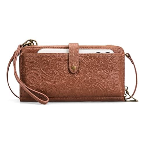 Image of befen Genuine Leather Cross Body Bags for Women Small Shoulder Bags Women Brown Cross Body Phone Bag with Multiple Pockets