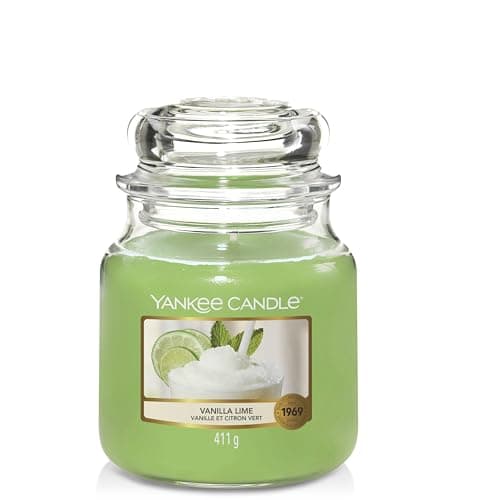 Image of Yankee Candle Scented Candle | Vanilla Lime Medium Jar Candle| Burn Time: up to 75 Hours