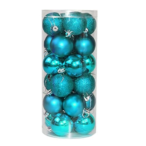 Image of 60mm/6Pcs Christmas Baubles Shatterproof Teal Blue, Christmas Tree Decorations Ball Ornaments Balls Xmas Hanging Decorations Holiday Decor - Shiny,Matte,Glitter