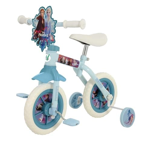 Image of MV Frozen 2-In-1 Training Toddler Bike - Convertible Training and Balance Bike for 2+ Years Girls and Boys with Removable Pedals and Stabilisers - Adjustable 10 Inches Bikes for Kids
