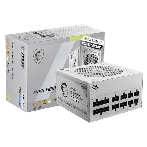 Image of MSI MAG 850GL PCIE 5 White Gaming Power Supply - Fully Modular - 80 Plus Gold Certified 850W - Compact Size - ATX Power Supply