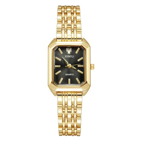 Image of OFFCUP Women's Quartz Watch, 32MM Classic Square Watches, Analogue Display Stainless Steel Strap Quartz Watch, Fashion Casual Dress Wrist Watch for Women Ladies Girls (Black Dial)