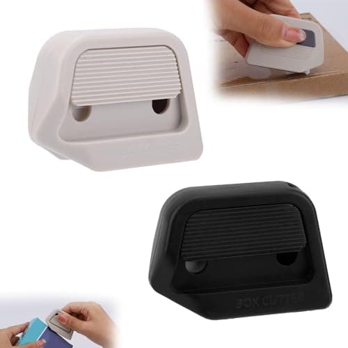 Image of lasuroa 2pcs Mini Ceramic Box Cutter, Auto-Retractable Micro Little Ceramic Paper Cutter Small Pocket-Sized Box Opener Miniature Open Stays Sharp 10X Longer for Packages Cardboard (Black, Khaki)