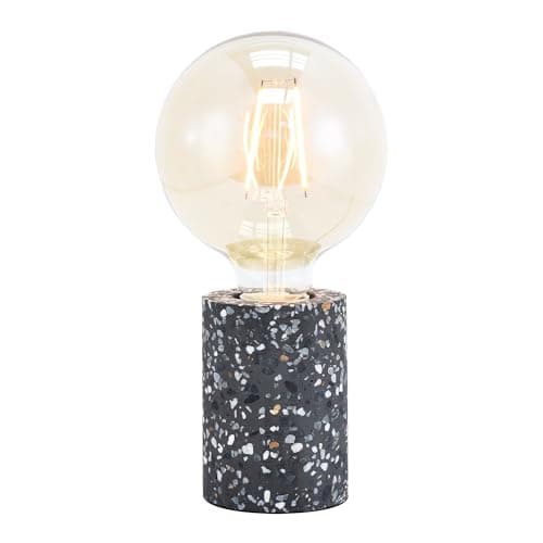 Image of Happy Homewares Modern and Unique Black Mosaic Concrete Table Lamp for Vintage Industrial Feature Style Light Bulbs | 1 x E27 60w Maximum | 11cm x 8cm