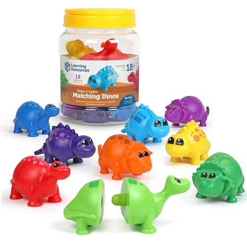 Image of Learning Resources Snap-n-Learn Matching Dinos, Ages 18+ Months, Toddler Dinosaur Toy, Colour & Shape Sorter, Develops Fine Motor Skills