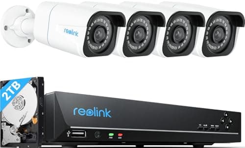 Image of Reolink 4K PoE Security CCTV Camera System H.265, 4pcs 8MP IP Cameras with Person/Vehicle Detection and 8CH NVR with 2TB HDD for 24/7 Recording Night Vision Audio, RLK8-800B4