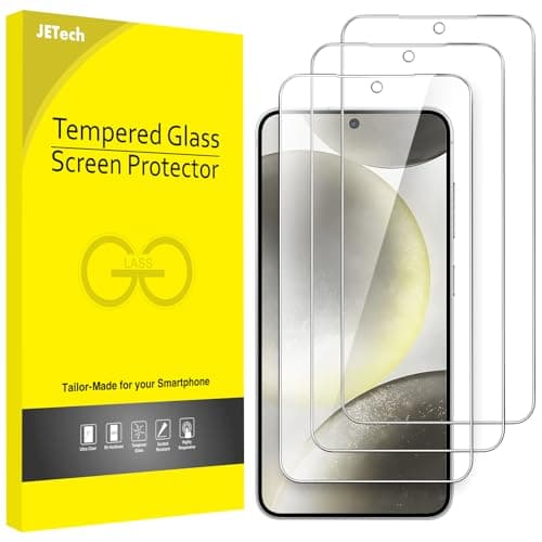 Image of JETech Screen Protector for Samsung Galaxy S24 5G 6.2-Inch, Tempered Glass Film, Fingerprint ID Compatible, HD Clear, 3-Pack