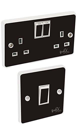 Image of Black Gloss Light Switch & Double Socket Sticker Vinyl/Skin Cover