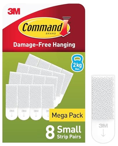 Image of Command Small Picture Hanging Strips, Value Pack - 8 Pairs (16 Strips) Adhesive Strips in White - For Pictures, Frames, Mirrors, Wall Decor - Damage Free Hanging