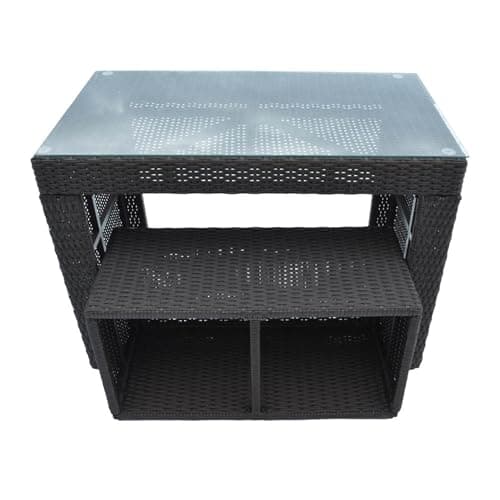 Image of CANADIAN SPA CO. Hot Tub Bar with Stool, Surround Furnishings for Square Spas and Hot Tubs, Surround Furniture Collection, Wicker Weatherproof, Rustproof Aluminium Frame