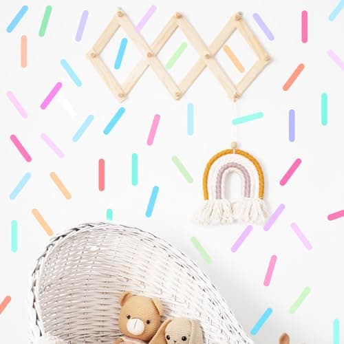 Image of 300Pcs Removable Confetti Wall Decals, Damage Free Peel and Stick Wall Stickers for Kids Room, Nursery, Birthday Party Decor, Multi-Color Sprinkle Dots for Home Decorating, Easy DIY Wall Art